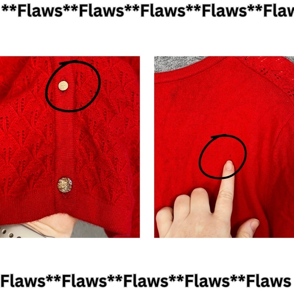 Erdos Womens Red‎ 100% Cashmere Cardigan Sweater Size M Button Up Quiet Luxury - Picture 3 of 9